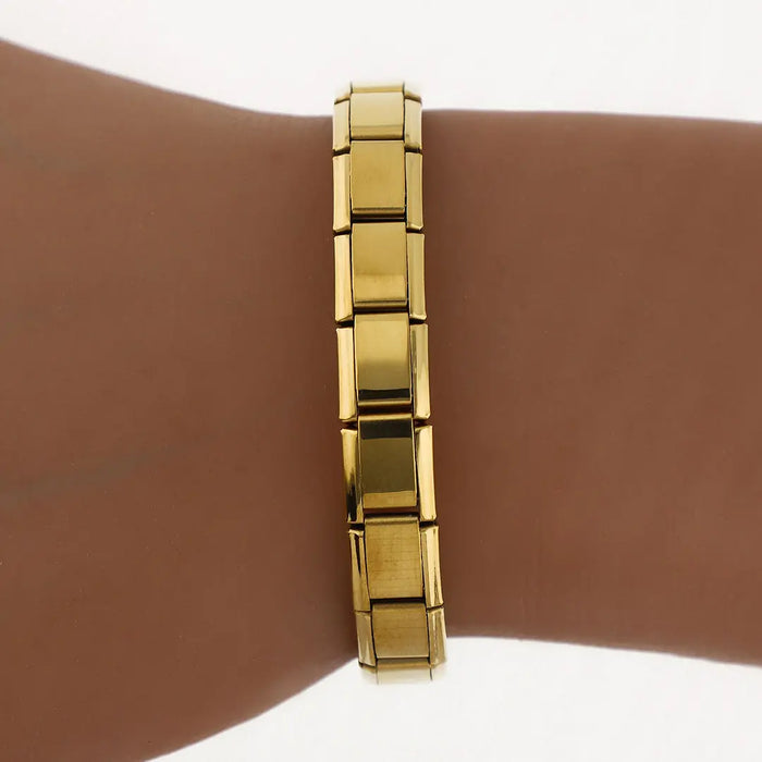 Pulsera Italiana Acero Quirurgico Dorado Sin Dije