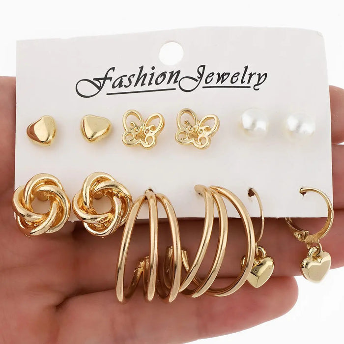 SET AROS DORADOS BIJOU 6 PARES