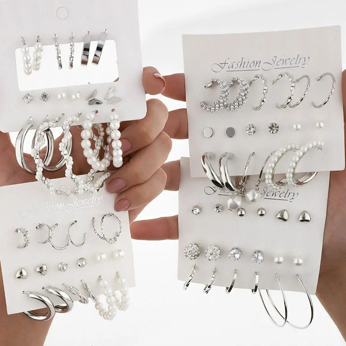 SET AROS PLATEADOS BIJOU 36 PARES