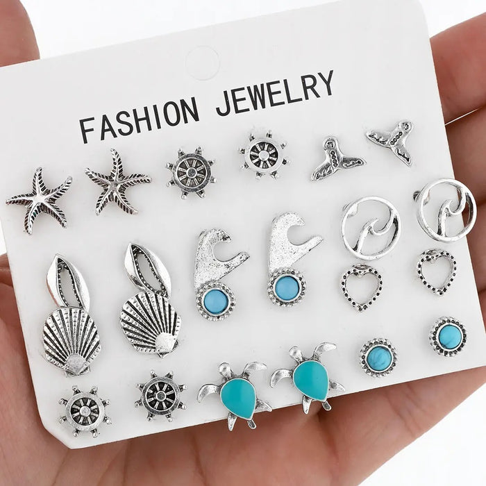 SET AROS PLATEADOS BIJOU 12 PARES