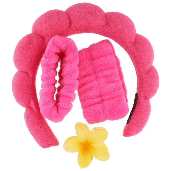 Set Skincare Vincha + Muñequeras + Broche Rosa