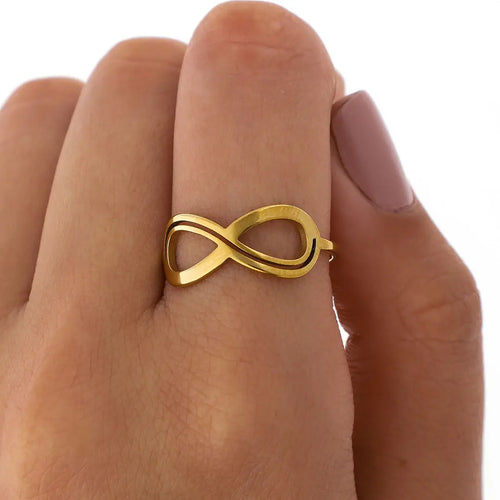 Anillo Infinito Acero Dorado